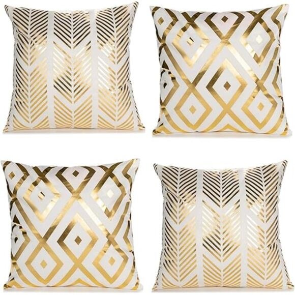 Home Decorative Set of 4 Throw Pillow Covers Gold Foil Pillow Covers 18 - Picture 7 of 14